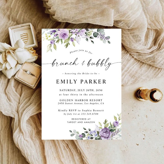 Invitación de Regader de Boda Floral Morado Elegan (Subido por el creador)