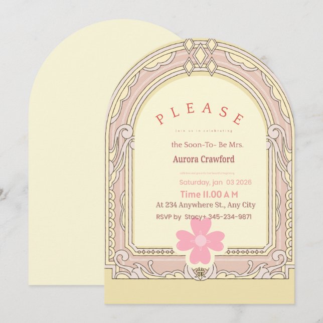 Invitación de Regader de Novia con Arco Arquitectó (Anverso / Reverso)