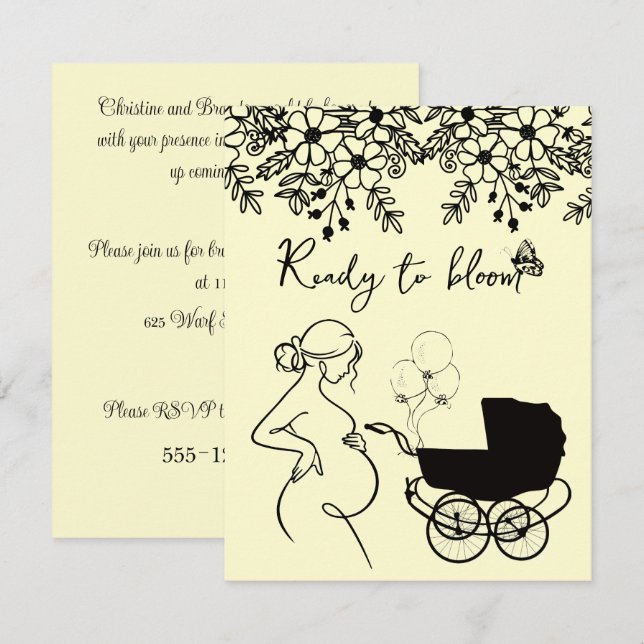 Invitación de regadera de bebé Baby Bloom Descarga (Anverso / Reverso)