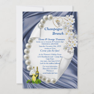 Invitación de regadera de boda de seda azul, verde