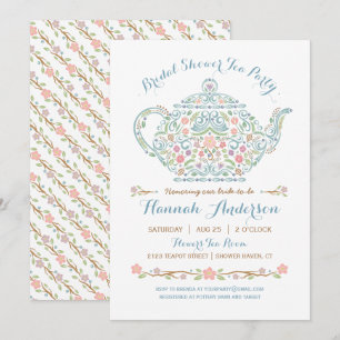 Invitación de Regadera de Novia de Tetera Elegante