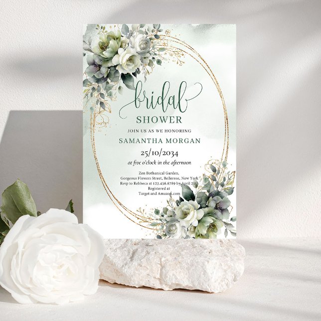 Invitación de Regaderazo de Novia con Acuarela Bot (Modern Botanical Watercolor Bridal Shower Invitation)
