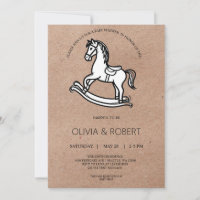 Invitación de regalo de bebé de caballo mecedor de