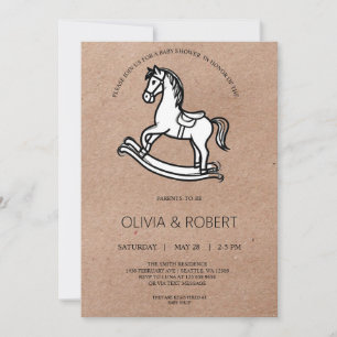 Invitación de regalo de bebé de caballo mecedor de
