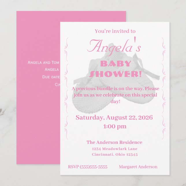 Invitación de regalo de bebé niña Bundle Precious (Anverso / Reverso)