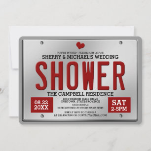Invitación de regalo de boda con placa de licencia