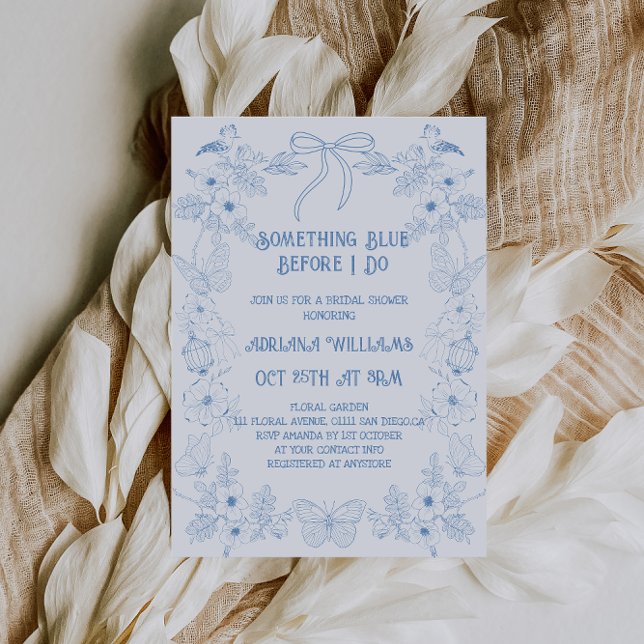 Invitación de Regalo de Boda con Toile Azul (Subido por el creador)