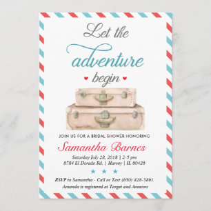 Invitación de Regalo de Boda de Maleta de Aventura