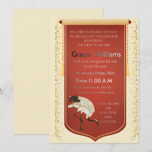 Invitación de Regalo de Boda de Pergamino Rojo y G