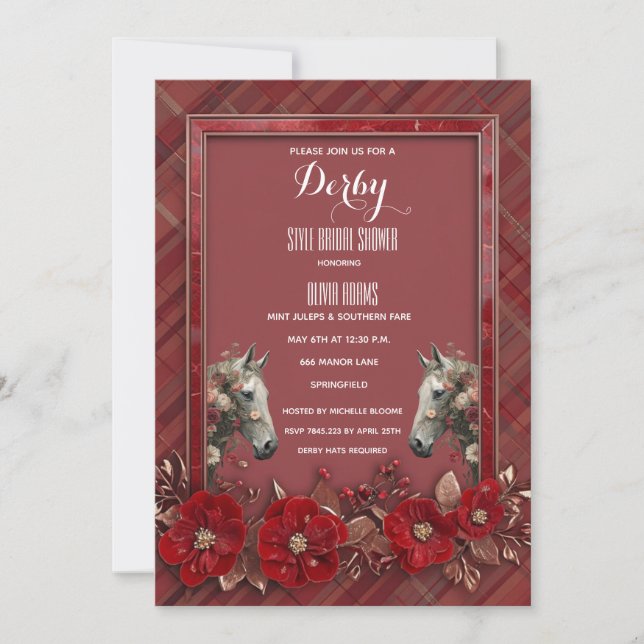 Invitación de Regalo de Boda Estilo Derby de Cuadr (Anverso)