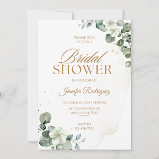 Invitación de Regalo de Boda Floral Dorada Elegant