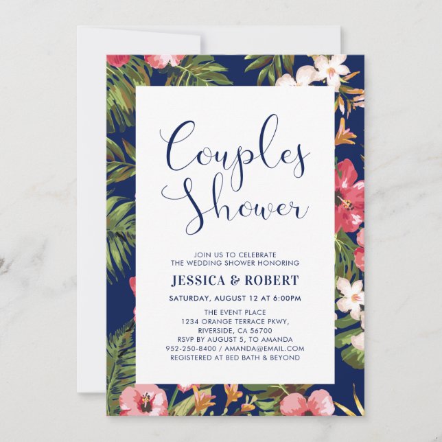 Invitación de Regalo de Boda para Parejas Tropical (Anverso)