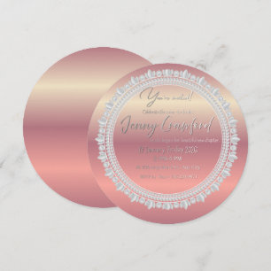 Invitación de Regalo de Boda Redonda Ombre de Oro