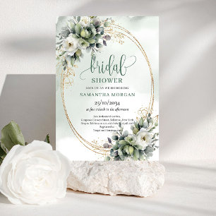Invitación de Regalo de Boda Verde Botánico Dorado