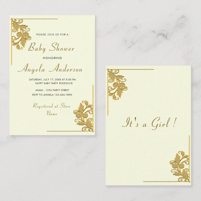 Invitación de Regalo de Cumpleaños de Niña con Ado (Anverso / Reverso)