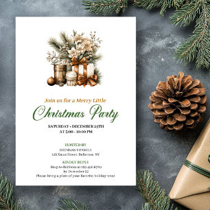 Invitación de regalo de Navidad con colores terros