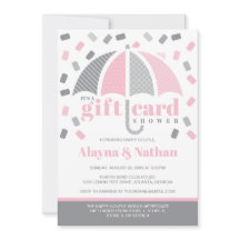 Invitación de regalo de tarjeta en rosa y gris