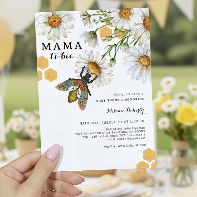 Invitación de Regalo para el Bebé de Honey Bee Mam (Honey bee themed baby shower invitation)