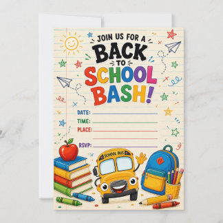 Invitación de Regreso a la Escuela Bash Autobús y