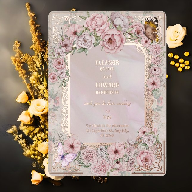 Invitación de Relieve metalizado de Boda de Peony  (Subido por el creador)
