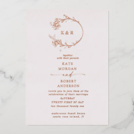 Invitación de Relieve metalizado de Boda floral mo