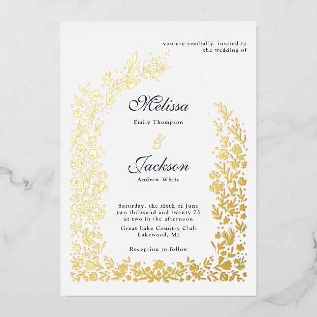 Invitación de Relieve metalizado de diseño de Boda (Anverso)