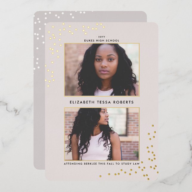 Invitación de Relieve metalizado de graduación con (Anverso/Reverso)