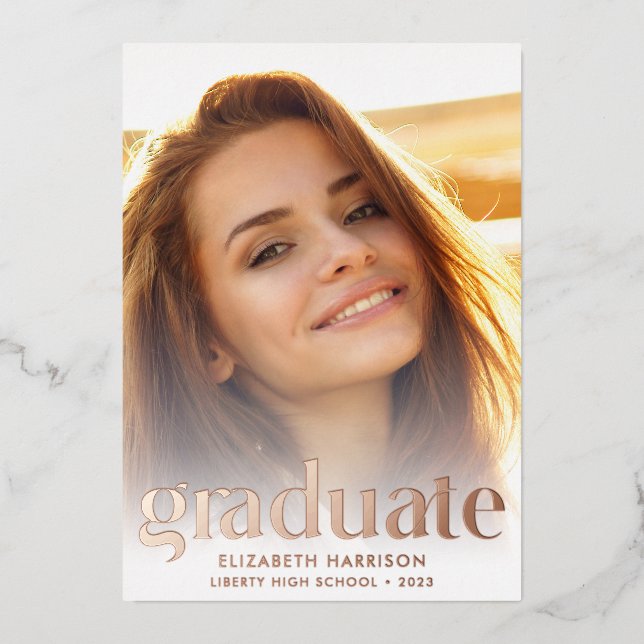 Invitación de Relieve metalizado de graduación fot (Anverso)