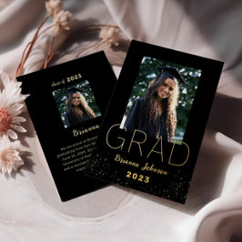 Invitación de Relieve metalizado dorado de graduac