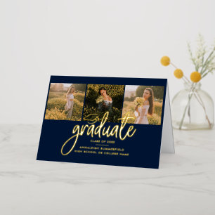 Invitación de Relieve metalizado dorado Grad 2025 