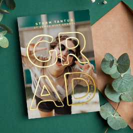 INVITACIÓN DE Relieve metalizado dorado GRAD DE ES