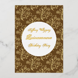 Invitación de Relieve metalizado dorado Quinceaner