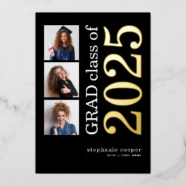 invitación de Relieve metalizado dorado real de 3 