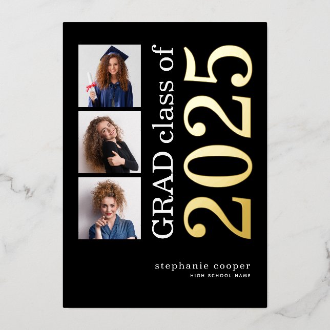 invitación de Relieve metalizado dorado real de 3  (Anverso)