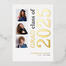 invitación de Relieve metalizado dorado real de 3 