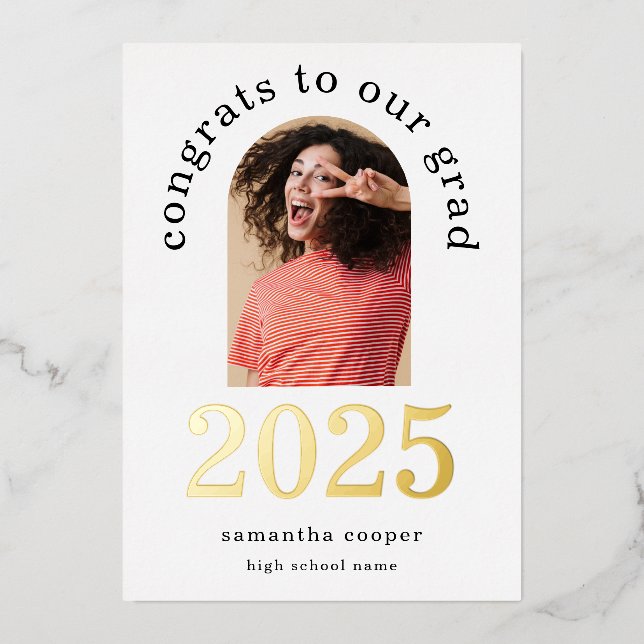 Invitación de Relieve metalizado dorado real de fo (Anverso)