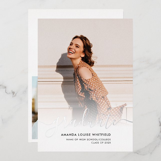 Invitación de Relieve metalizado plateado fotográf (Anverso/Reverso)