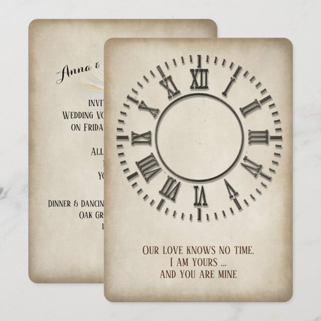 Invitación de reloj atemporal de renovación de vot (Anverso / Reverso)