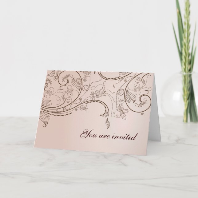 Invitación de remolino floral elegante (Anverso)