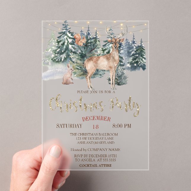 Invitación de reno de acuarela, fiesta de Navidad  (Insitu (portátil))