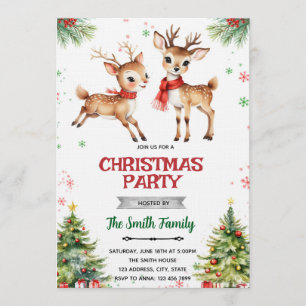 invitación de reno de ciervo de Navidad