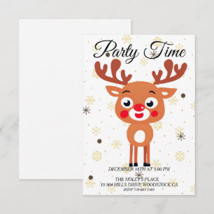 Invitación de Reno de Nariz Roja de Rudolph