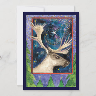 Invitación de Reno de Navidad por la Noche con una
