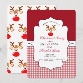 Invitación de renos de nariz roja rudolfo