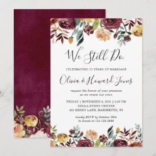 Invitación de Renovación de Votos Burgundy Bloom W