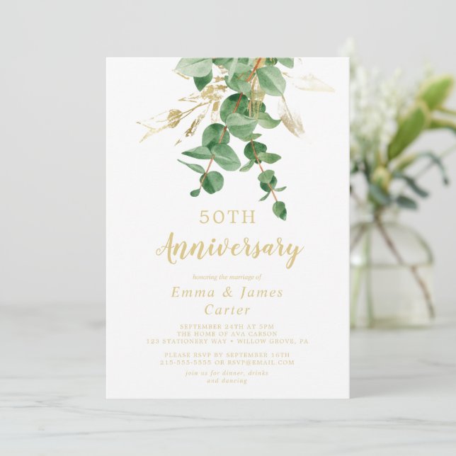 Invitación de Renovación de Votos de Eucalipto con (Anverso de pie)