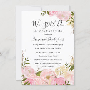 Invitación de renovación de votos floral acuarela