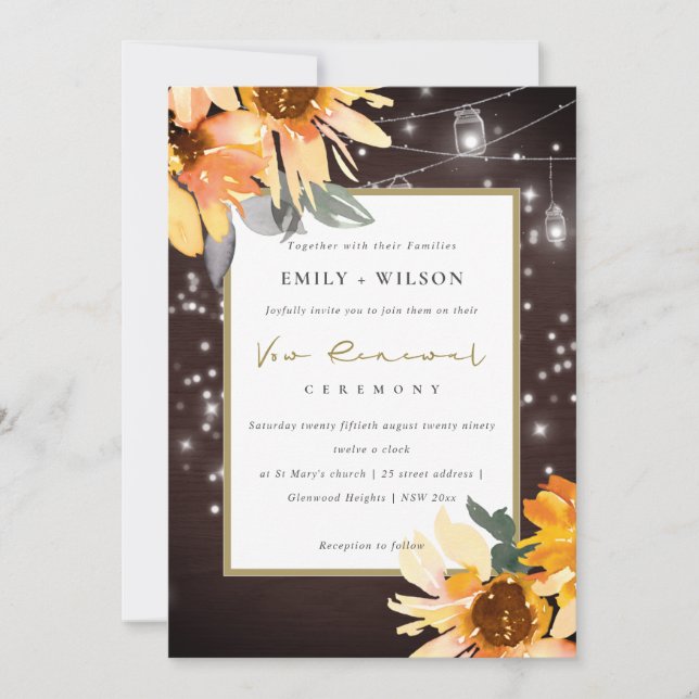 INVITACIÓN DE RENOVACIÓN DEL VOW DE SUNFLOWER STAR (Anverso)