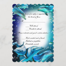 Invitación de respuesta de boda con tema de delfín