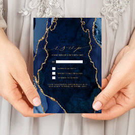 Invitación de respuesta de boda de mármol y ágata